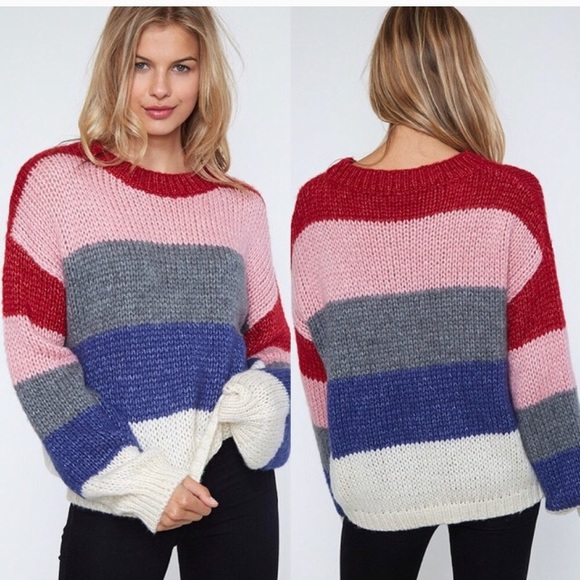 COLOR BLOCK OVER SIZED SWEATER - Picture 3 of 5